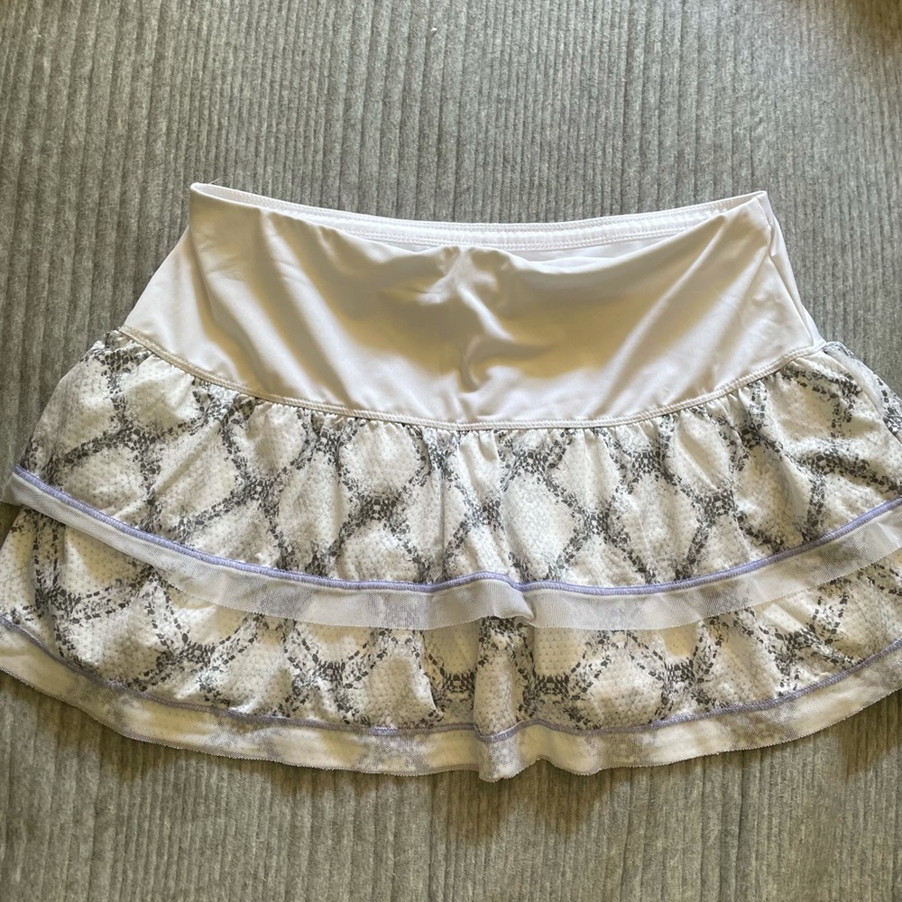 Luck in Love White Snake Print Tennis Skirt